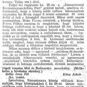 Részlet a :„A dunántúli zsidóüldözések aktáiból.” c. cikkből (Forrás: Egyenlőség, 1919. 09. 25., 3. o.)
